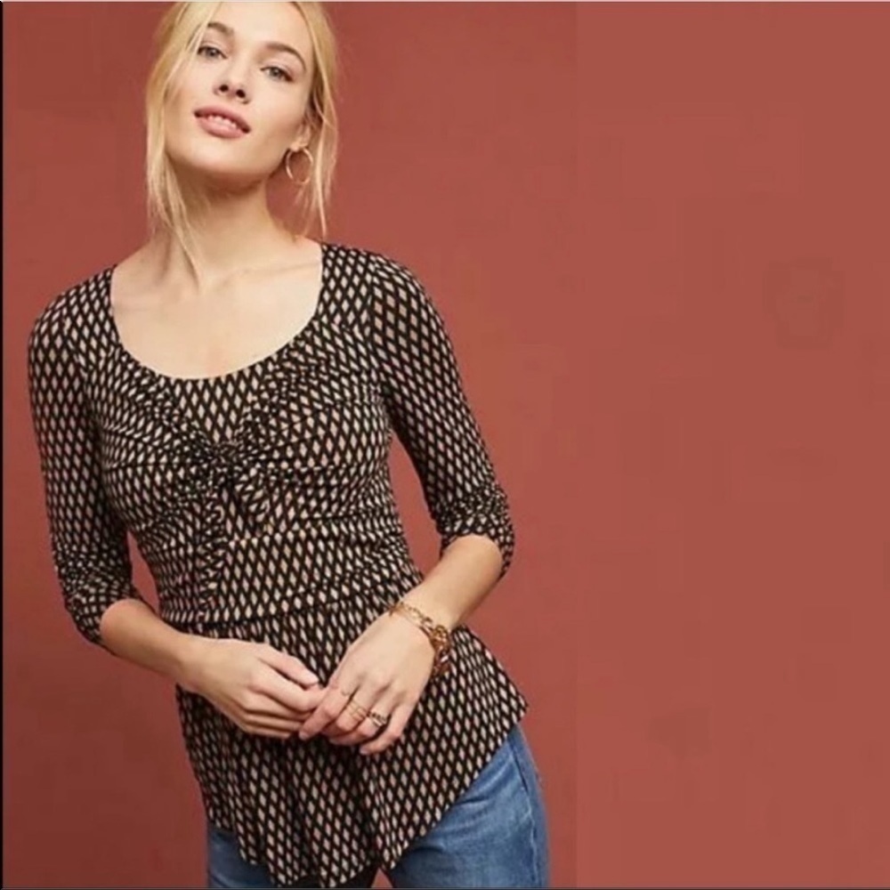 Anthropologie Meadow Rue Josalyn Diamond Print top
